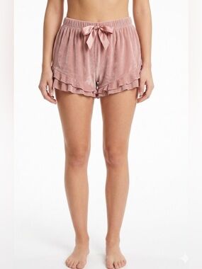 Victoria's Secret Pink Velour Ruffled Shorts Size Medium